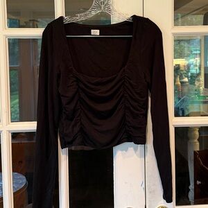 Aritzia Black Ruched Crop Top